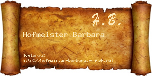 Hofmeister Barbara névjegykártya